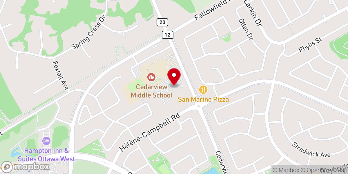 Map showing location of Cedarview Alliance Church
