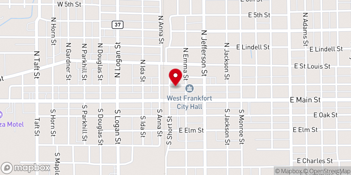 Map showing location of West Frankfort Bowl