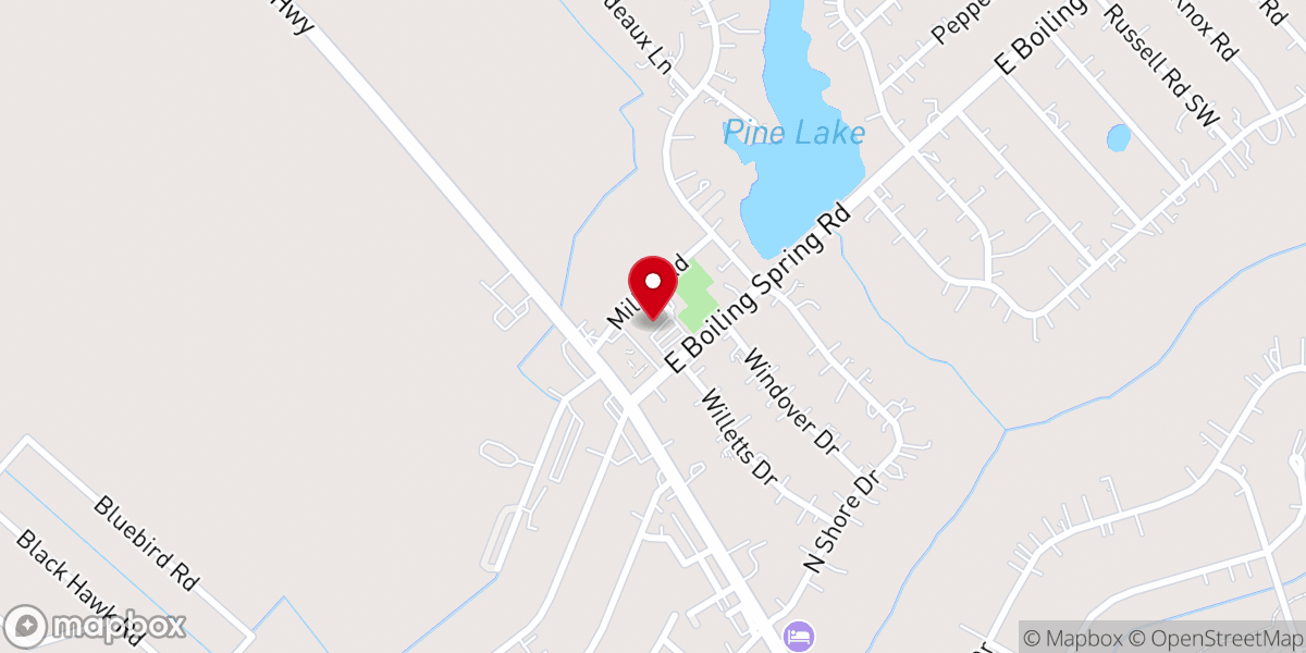 Map showing location of First Baptist Church of Boiling Spring Lakes
