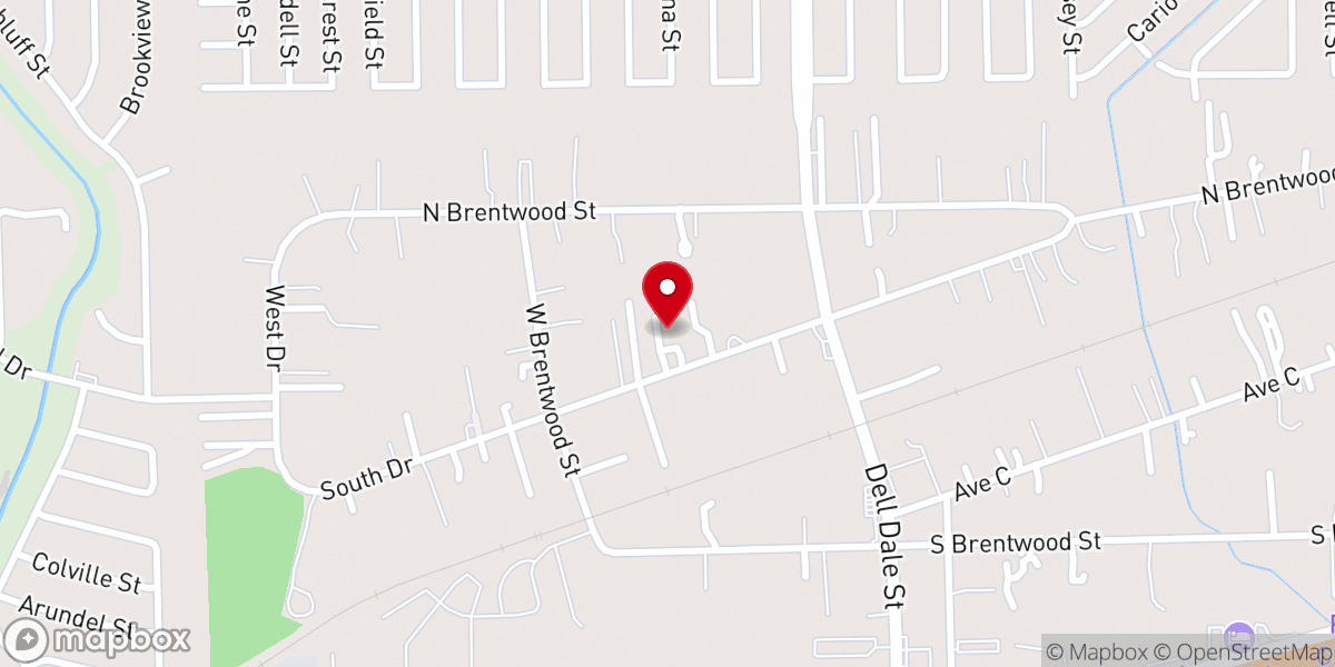 Map showing location of South Drive Baptist Church