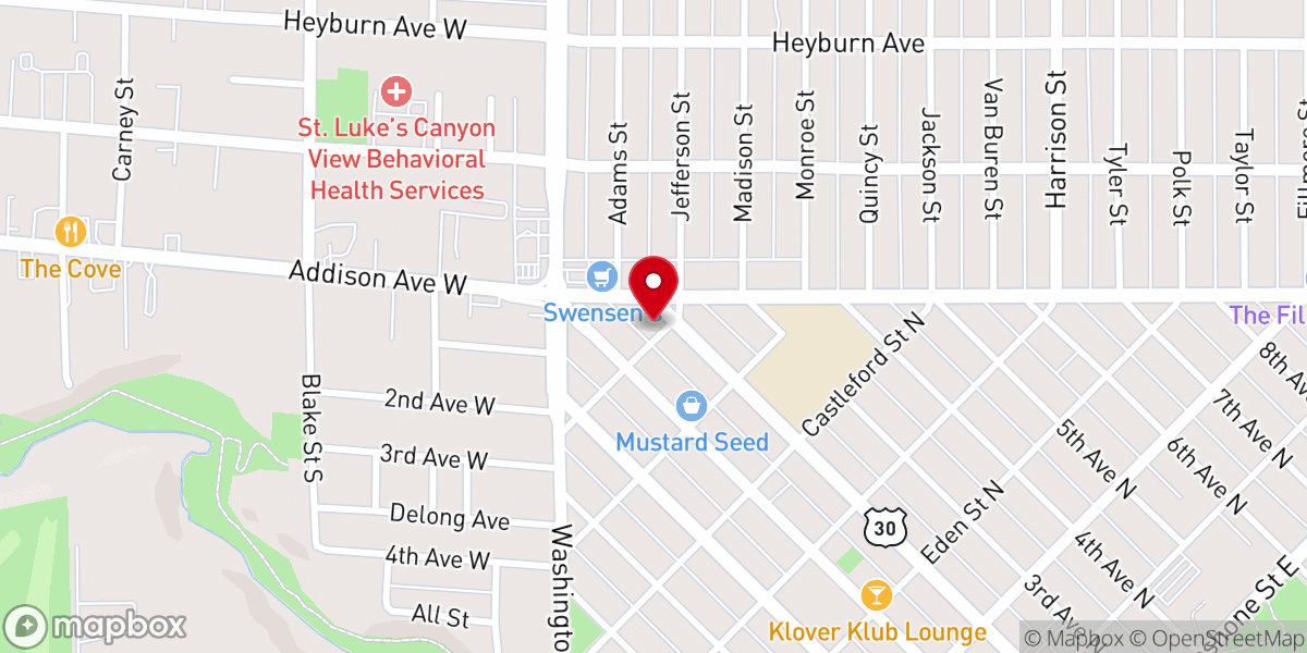 Map showing location of Magic Valley Fellowship Hall