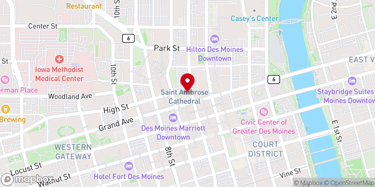 Map showing location of Catholic Charities