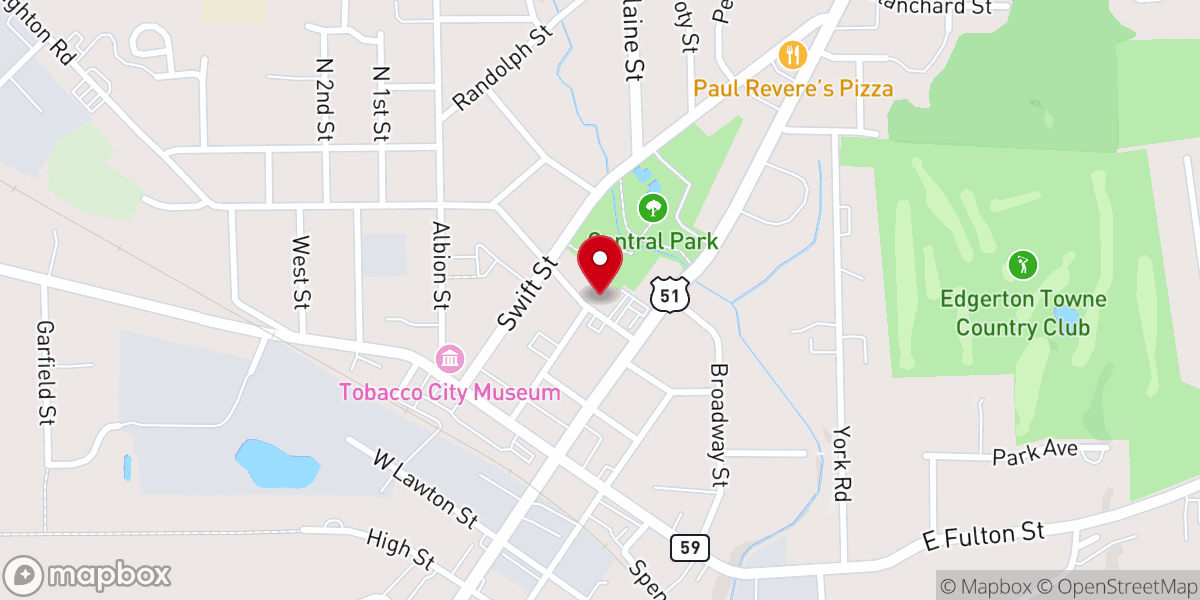 Map showing location of Central Lutheran Church