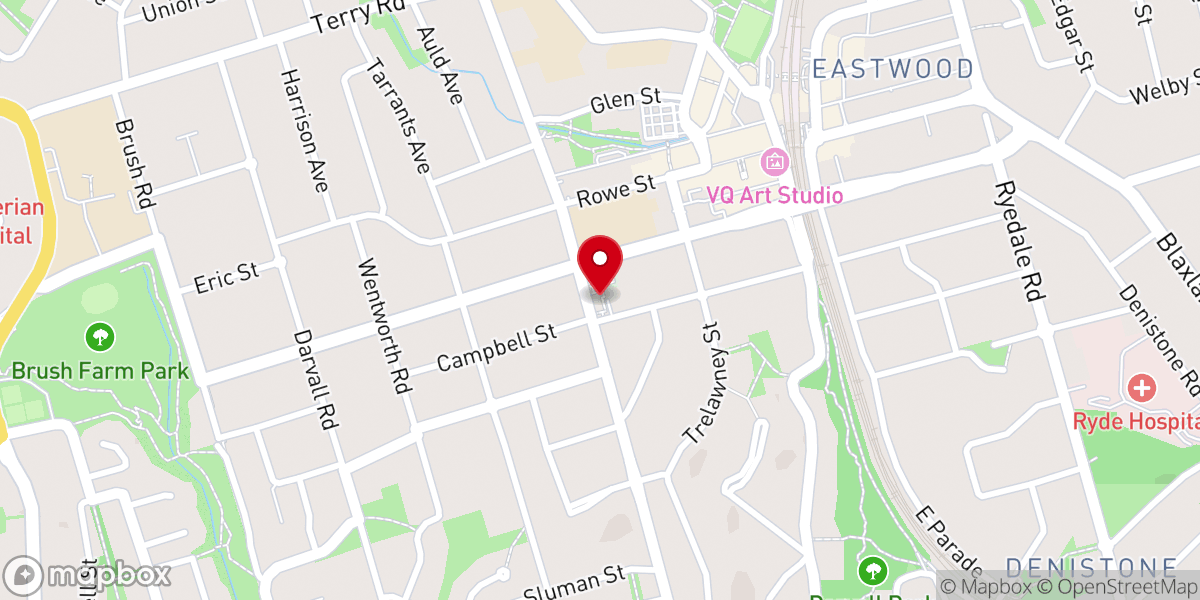Map showing location of St. Philip's Anglican Church Eastwood