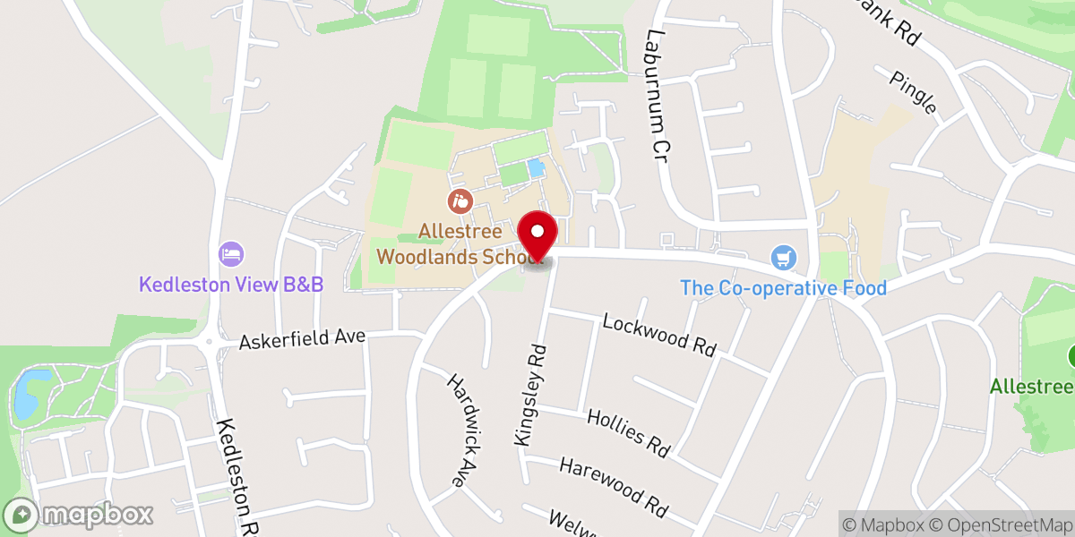 Map showing location of Holy Family Catholic Church Allestree
