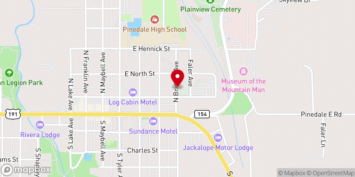 Map showing location of Wind River Baptist Church