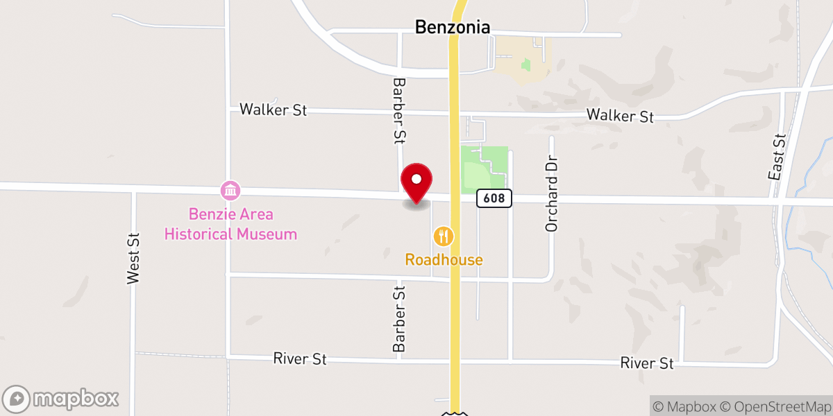 Map showing location of Benzie Area Historical Society and Museum