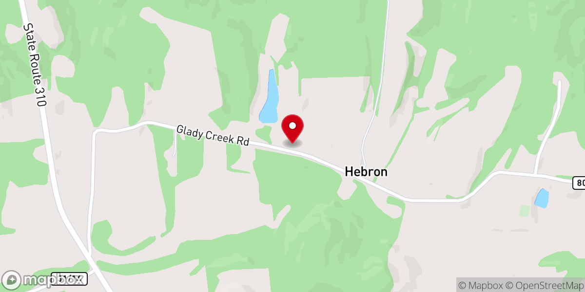 Map showing location of Hebron Church
