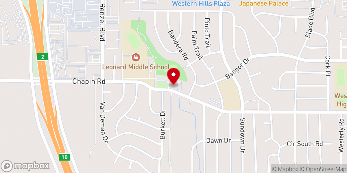 Map showing location of Western Hills Church of Christ