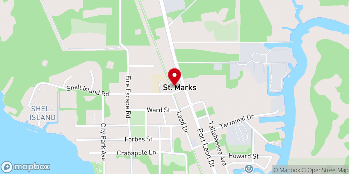 Map showing location of First Baptist Church of Saint Marks