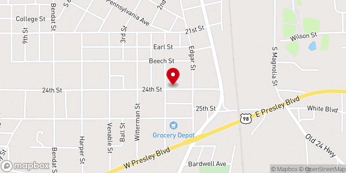 Map showing location of South Mccomb Baptist Church