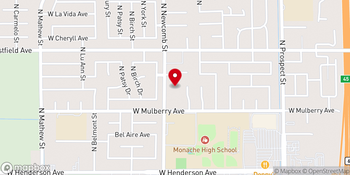 Map showing location of Porterville Church of Christ
