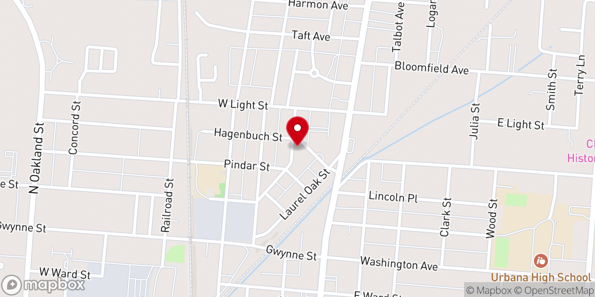 Map showing location of First Christian Church Urbana
