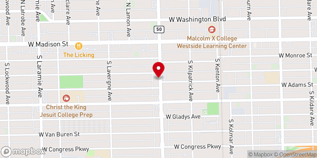 Map showing location of Glorious Miracle Temple World Outreach Ministries