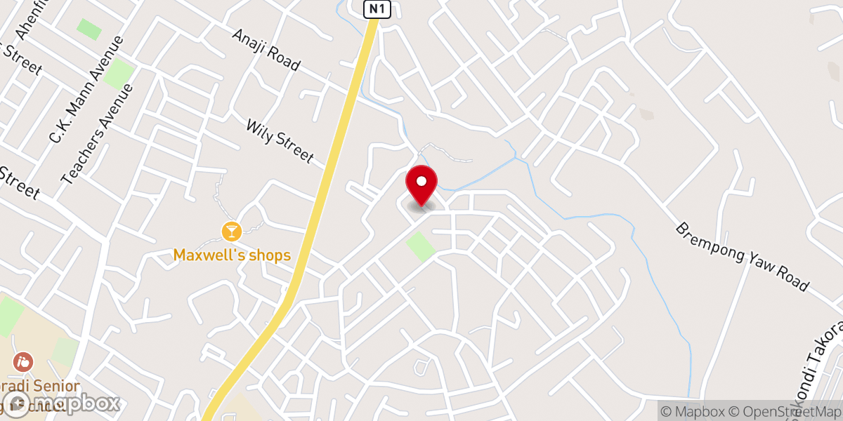 Map showing location of Evangelical Presbyterian Church Effia Kuma
