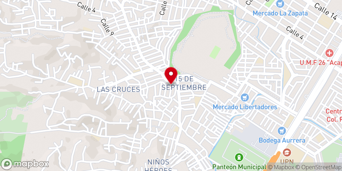 Map showing location of Templo Evangélico Pentecostés Jesús Nazaret
