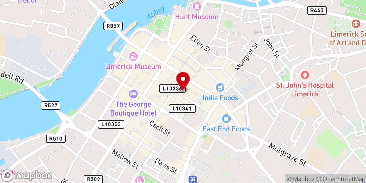 Map showing location of Limerick Bible Fellowship