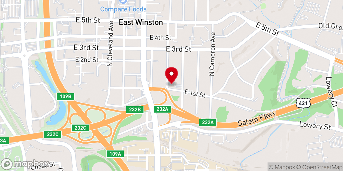 Map showing location of Zion Memorial Baptist Church