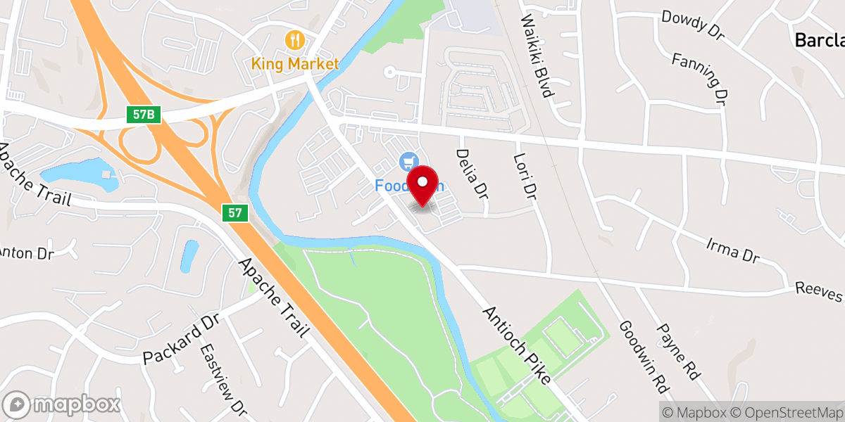 Map showing location of Antioch Church of Christ