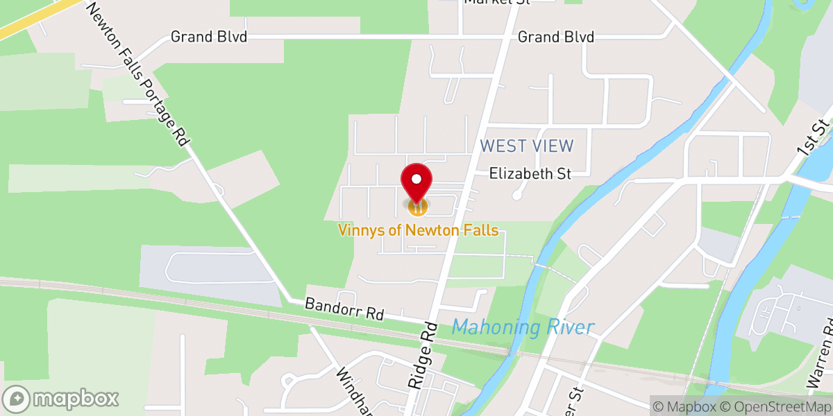 Map showing location of Vinnys of Newton Falls