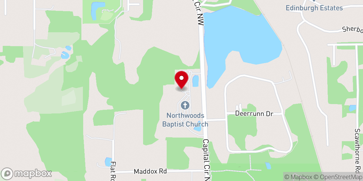 Map showing location of Northwoods Church Tallahassee