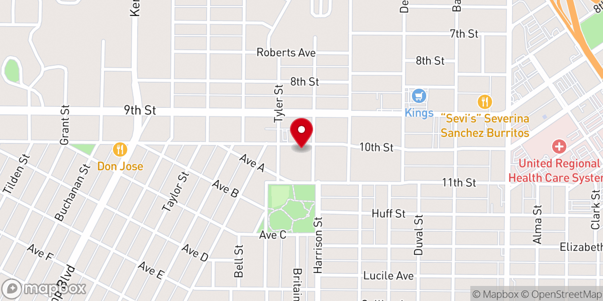 Map showing location of Vietnamese Baptist Church of Wichita Falls