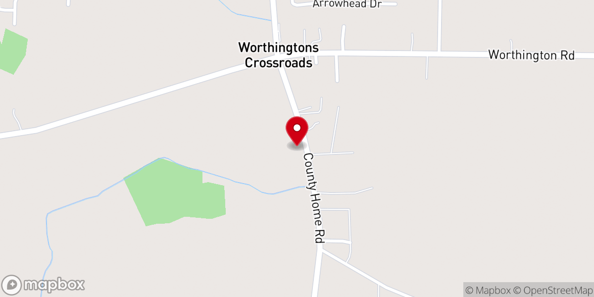 Map showing location of Corey's Chapel Free Will Paptist Church