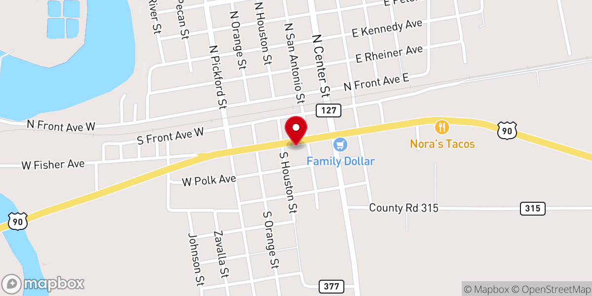 Map showing location of Sabinal Methodist Church