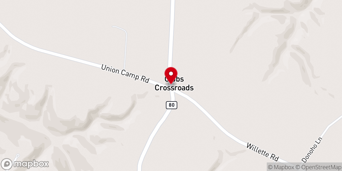 Map showing location of Witcher's (Gibbs') Crossroads