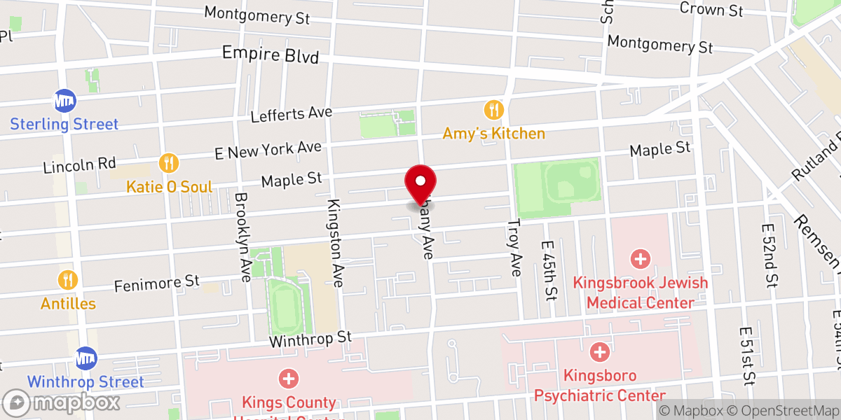 Map showing location of Congregation Anshei Lubavitch Crown Heights