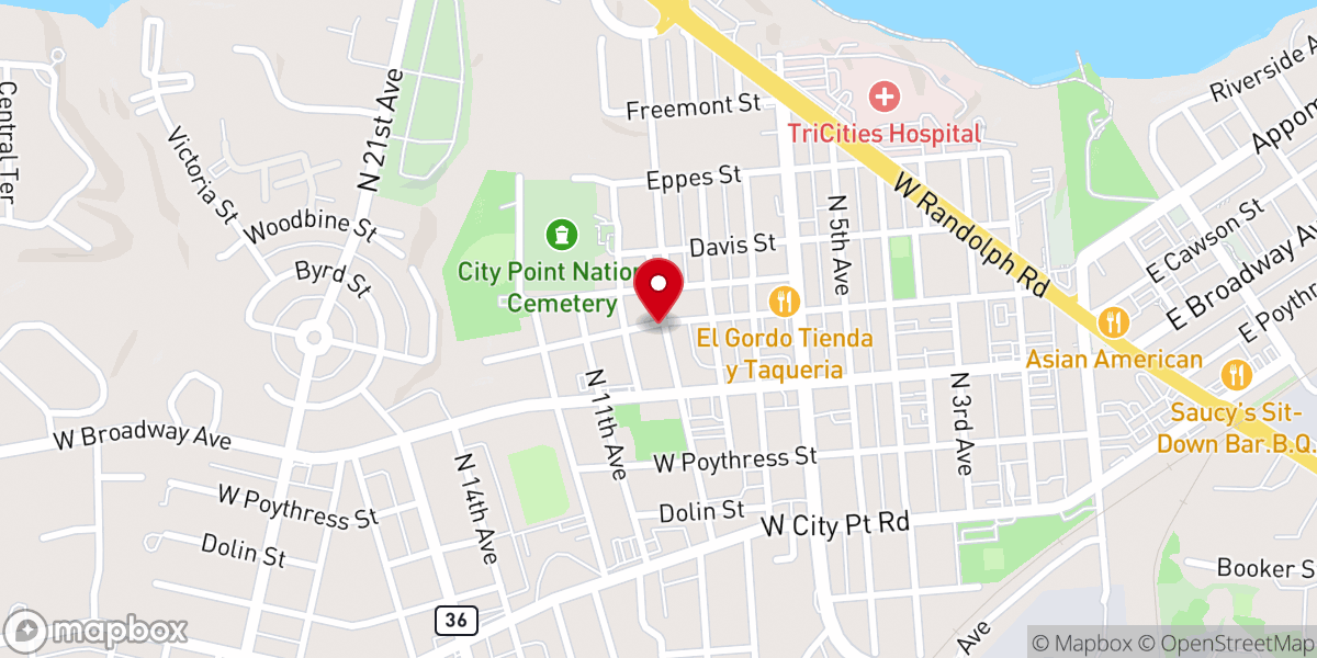 Map showing location of First Congregational Christian Church