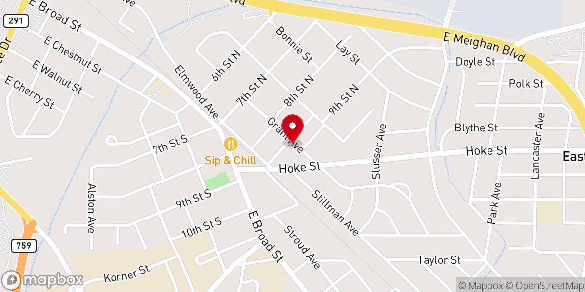 Map showing location of Eastside Presbyterian Church