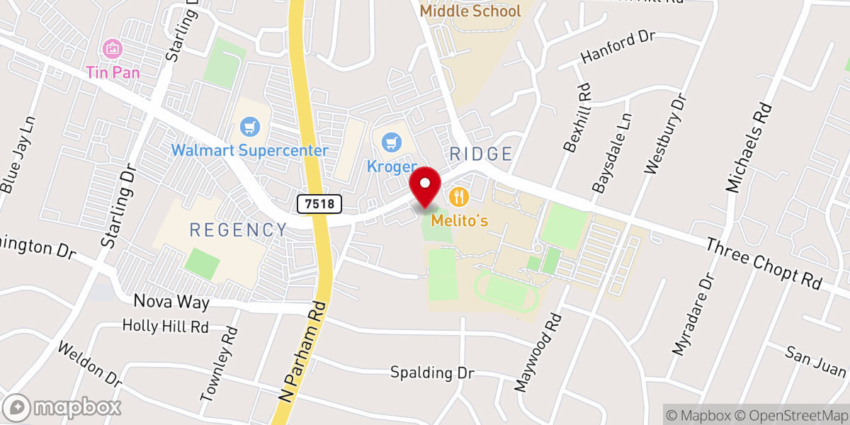 Map showing location of Ridge Baptist Church