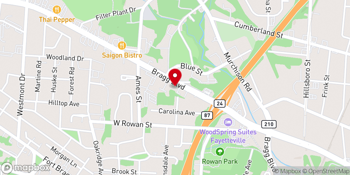 Map showing location of Deeper Life Bible Church, Fayetteville, NC