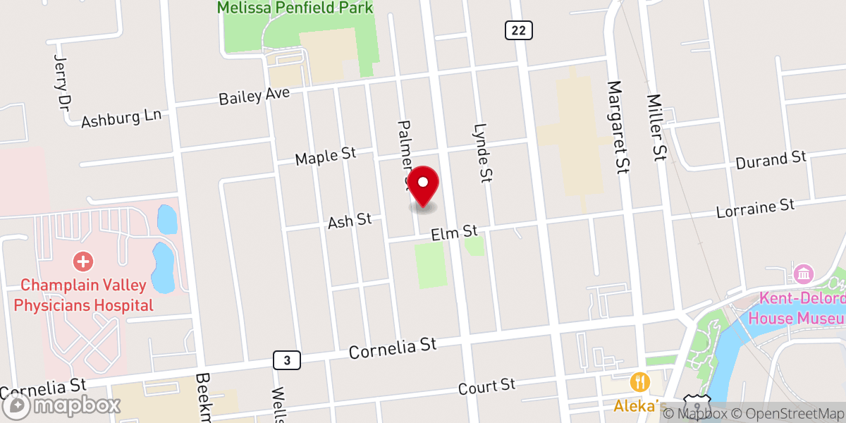 Map showing location of Unitarian Universalist Fellowship Plattsburgh