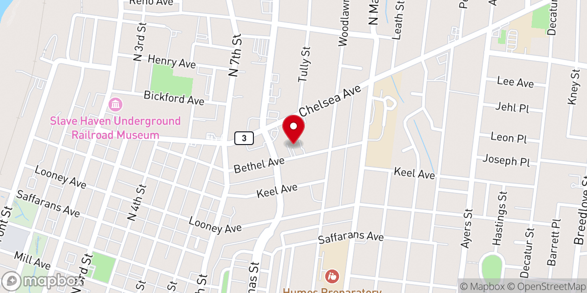 Map showing location of Greater Kerr Baptist Church