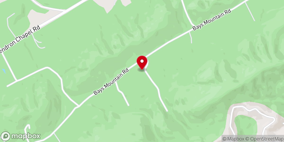 Map showing location of Bays Mountain Baptist Church