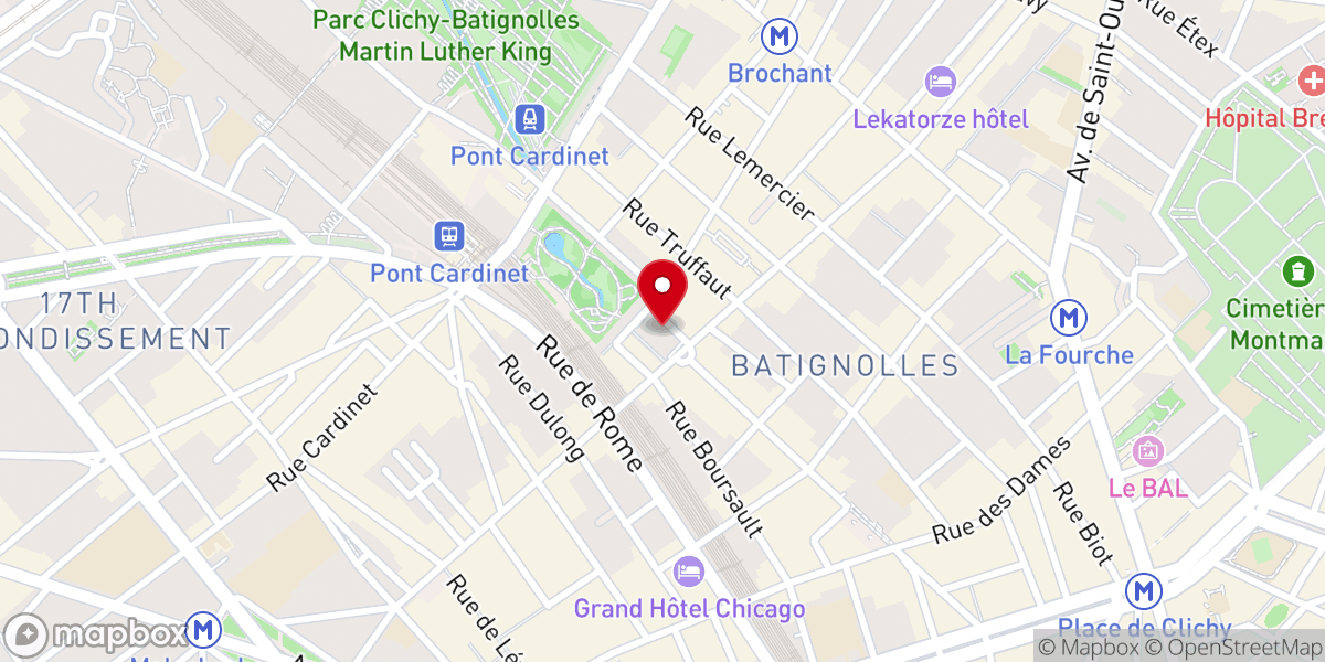 Map showing location of Église Sainte-Marie des Batignolles