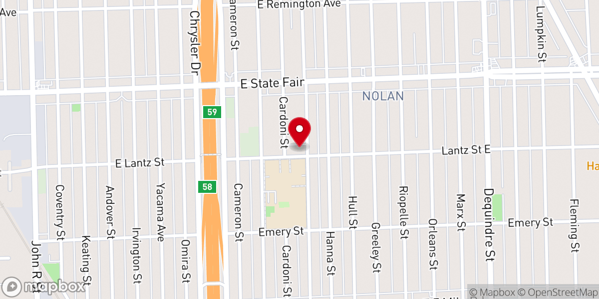 Map showing location of Cedar Christian Church