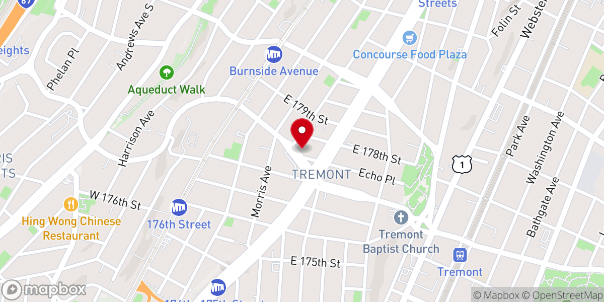 Map showing location of West Bronx Spanish Seventh-Day Adventist Church