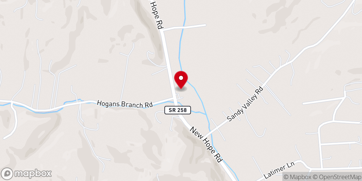 Map showing location of New Hope Road Church of Christ