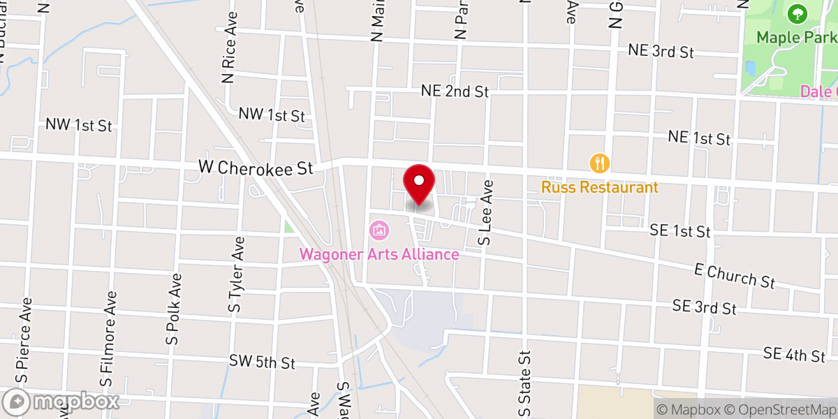 Map showing location of City of Wagoner-City Hall