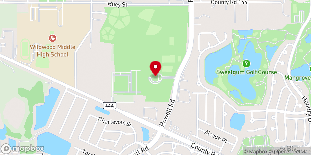 Map showing location of Wildwood Community Center