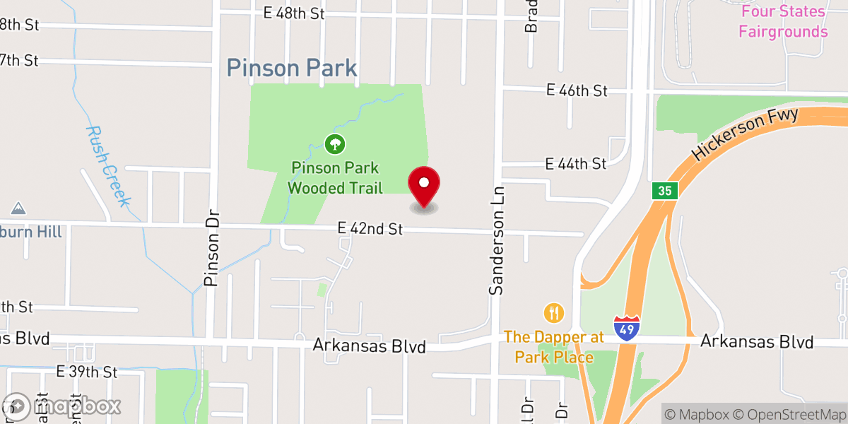 Map showing location of Pinson Park Baptist Church