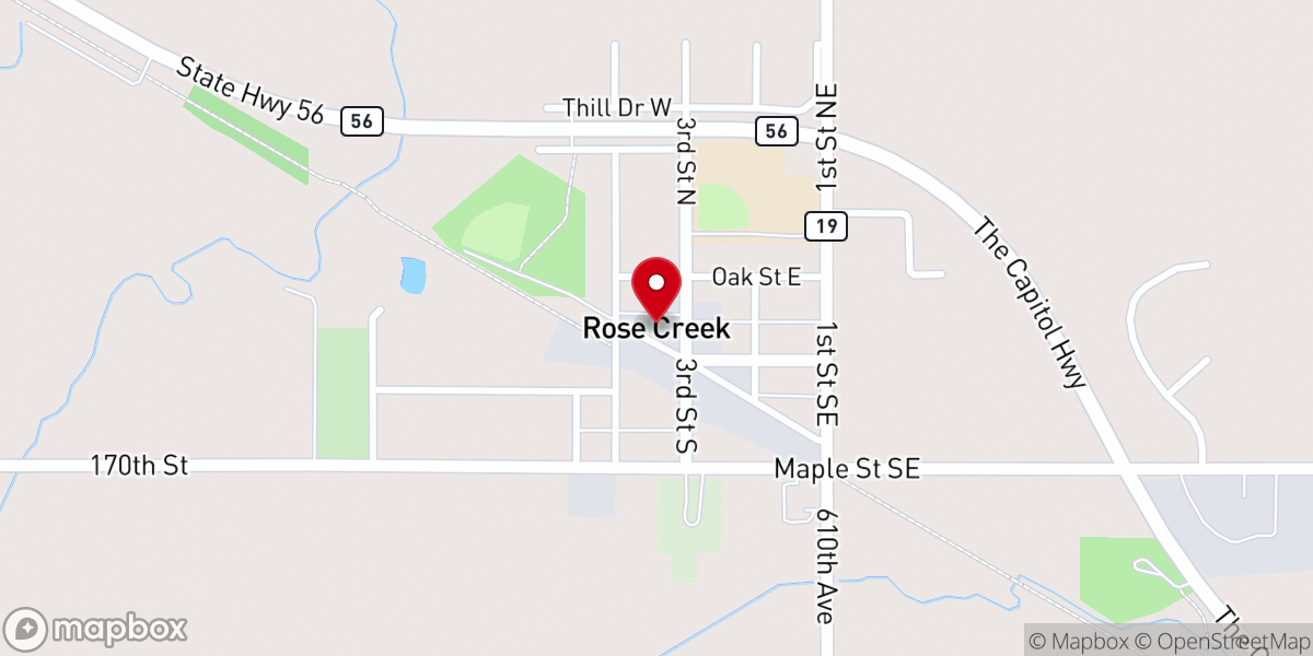 Map showing location of Rose Creek