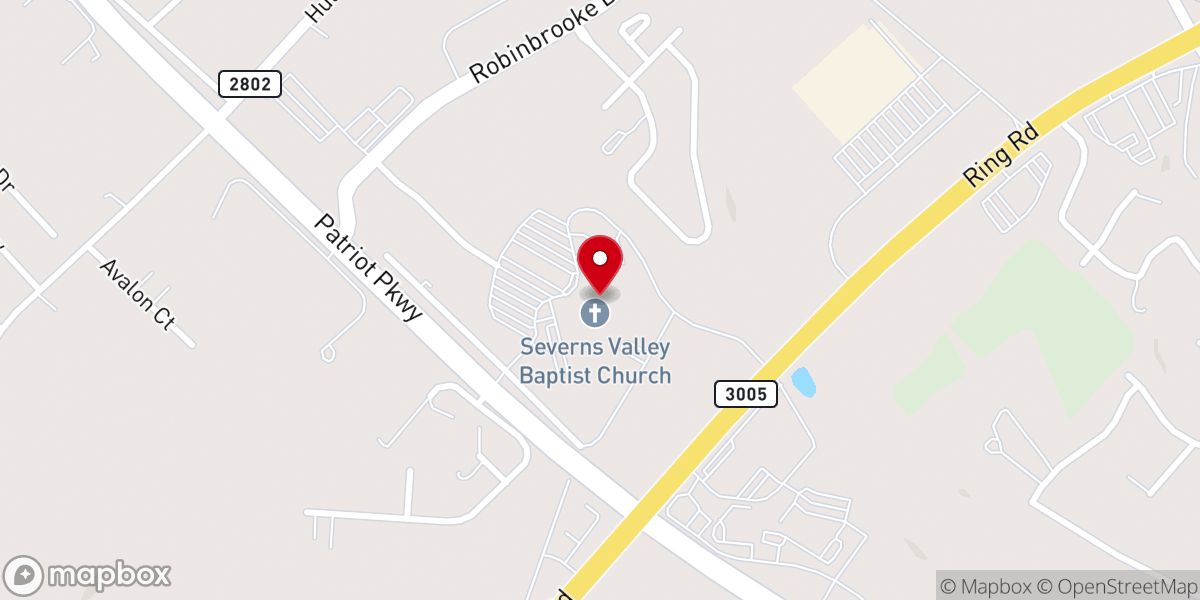 Map showing location of Severns Valley Baptist Church