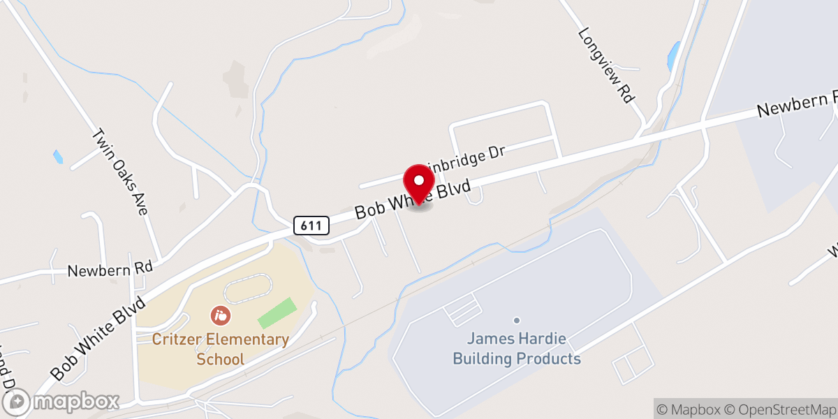 Map showing location of Bob White Boulevard Baptist Church