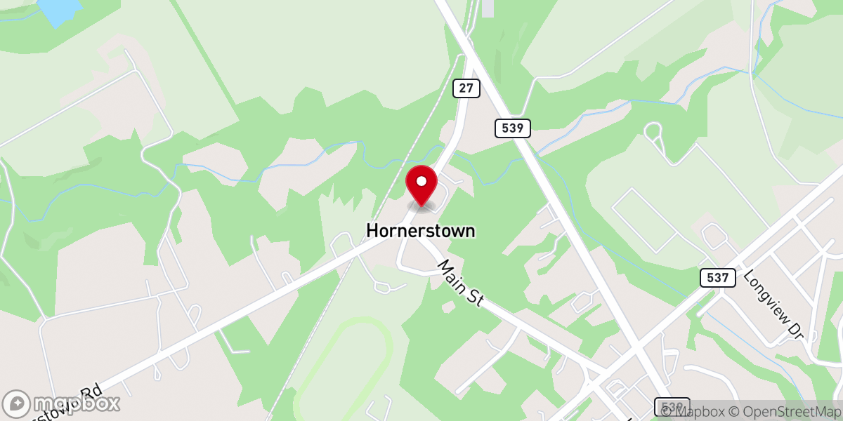 Map showing location of Hornerstown Baptist Church