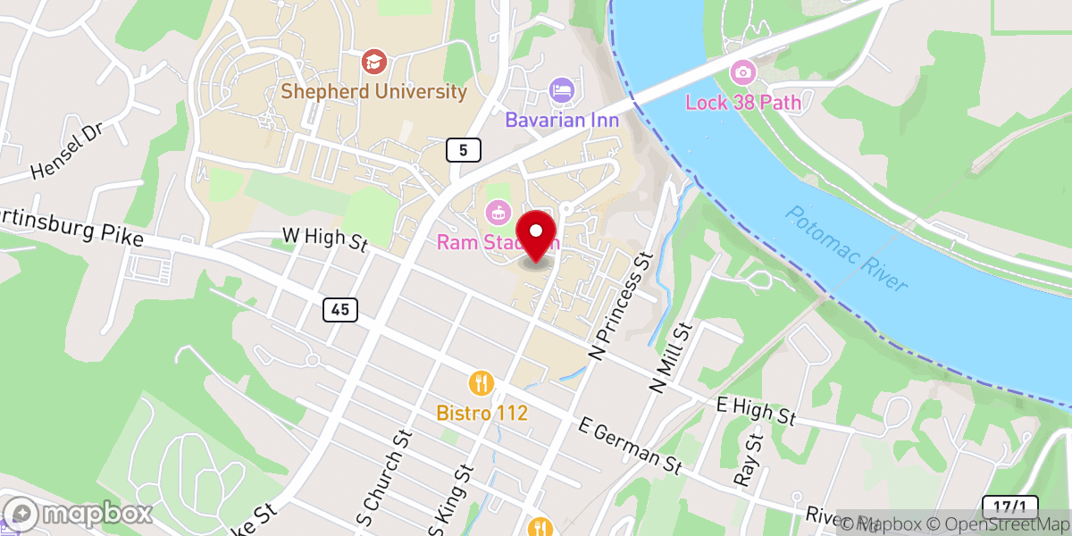 Map showing location of Shepherdstown Friends Meeting