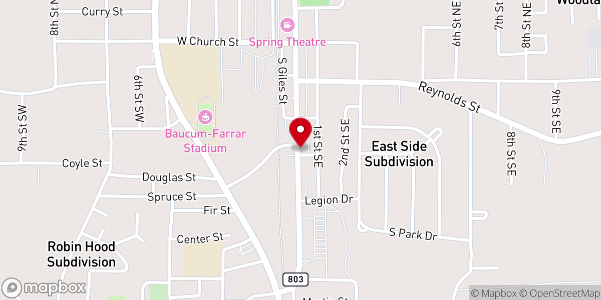Map showing location of Main Street Thrift Store